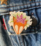 Wooden Pin Badge Foxglove Fox - Image 1