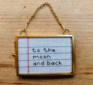 Embroidered 'To The Moon And Back' Love Note