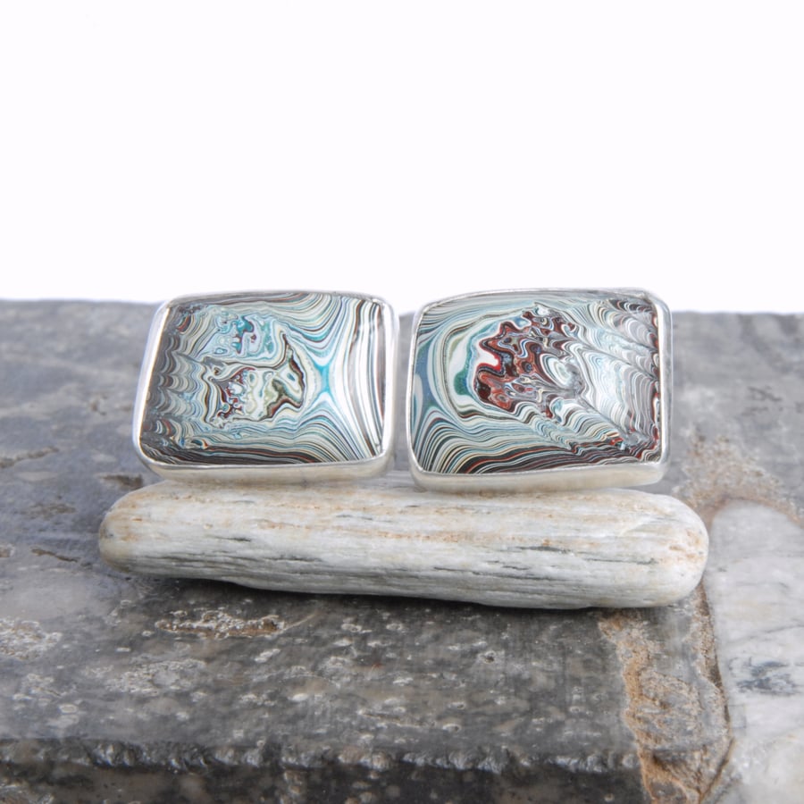 Reserved for Mandy K - mustang fordite cufflinks