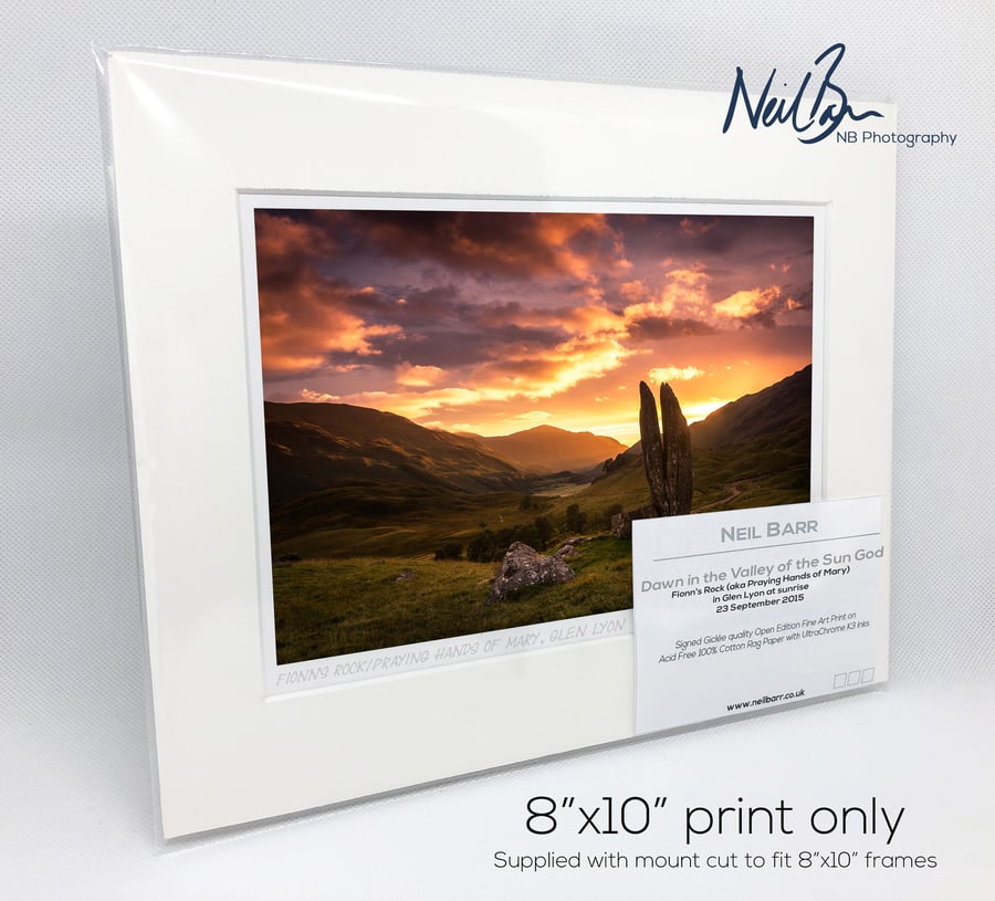 Fionn's RockPraying Hands of Mary in Glen Lyon - A5 (10" x 8") Unframed Print