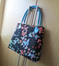 Butterflies on Black Handbag with Leather Handles, Butterfly Handbag - Image 1