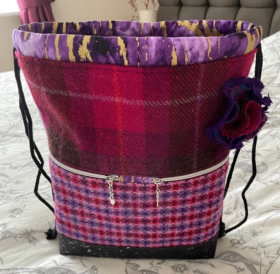 The Begonia Backpack - made from glorious Harris Tweed