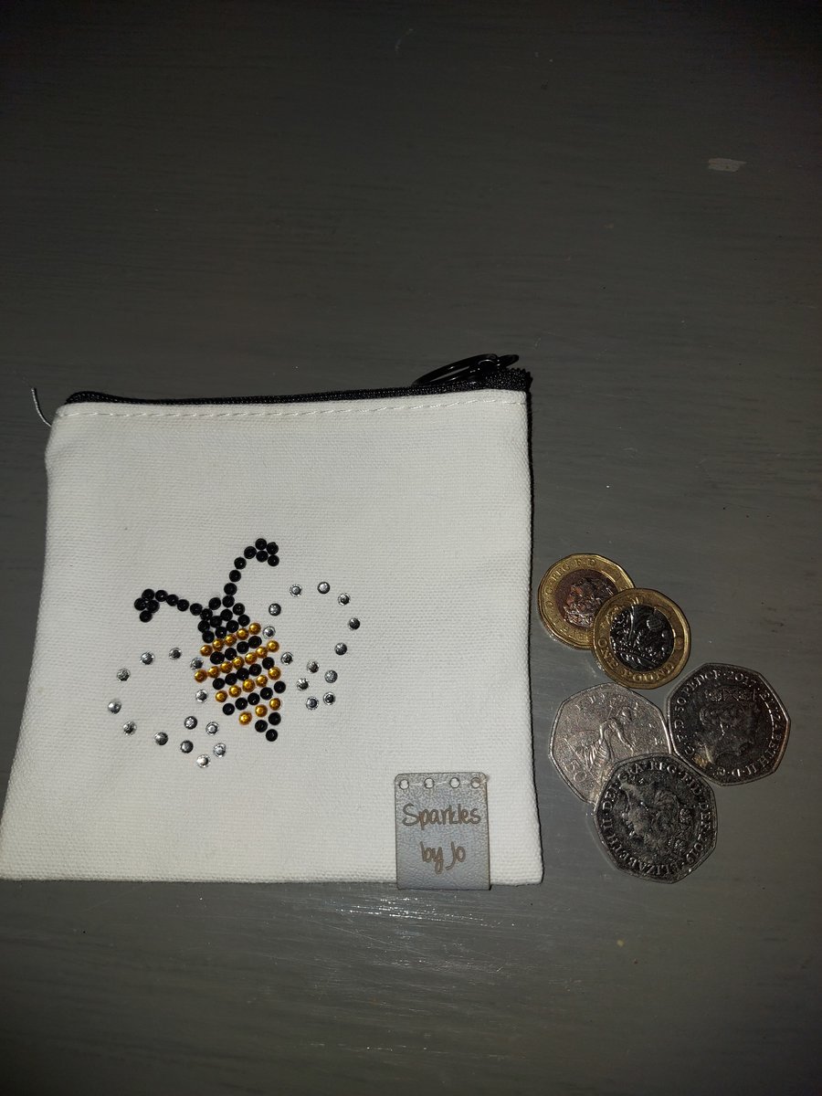 BEE MONEY COIN PURSE, SANI POUCH Bee Sparkles, Hand Sparkled, Bee, Happy