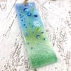 Pretty Glass Light Catcher - Blue Meadow Flower Design 