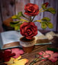 Carmine Garden Rose in Terracotta - Deep Red Felt Bloom - Image 8