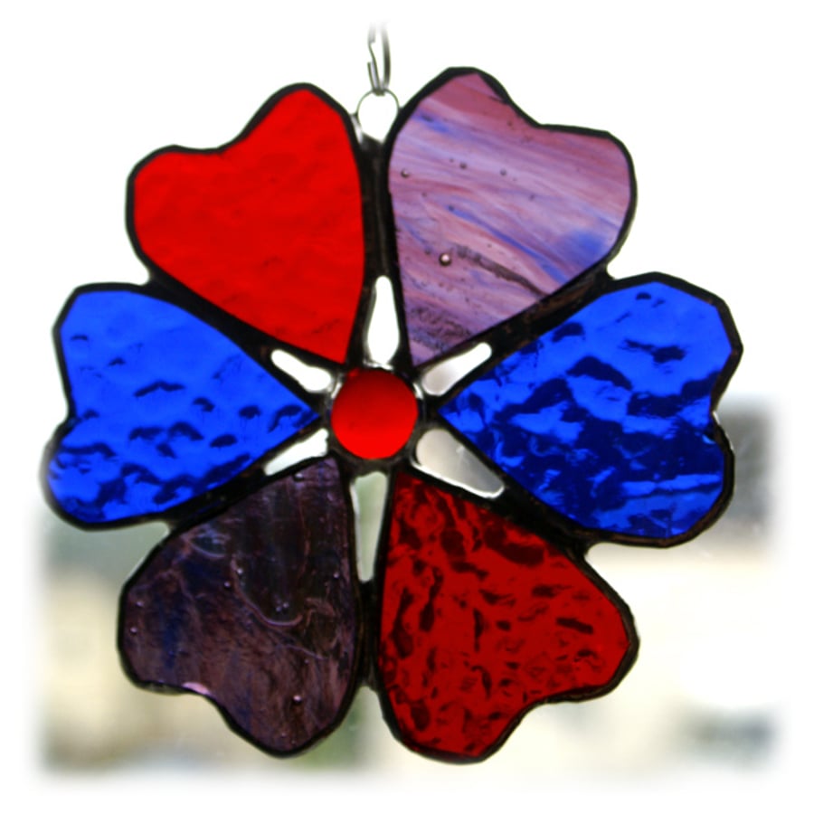 Heart Flower Suncatcher Stained Glass 