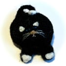 Black Cat Needlefelted Pin Brooch