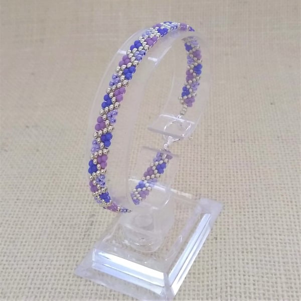 Shades of Purple Seed Beaded Bracelet
