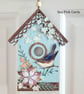 Birdhouse Hanging Ornament - mixed media, wooden decoration, bird, flower, ivy - Image 2