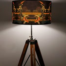 Koi on Black and Gold Drum Lampshade by Lily Greenwood - Large - 45cm