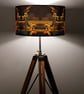 Koi on Black and Gold Drum Lampshade by Lily Greenwood - Large - 45cm - Image 1