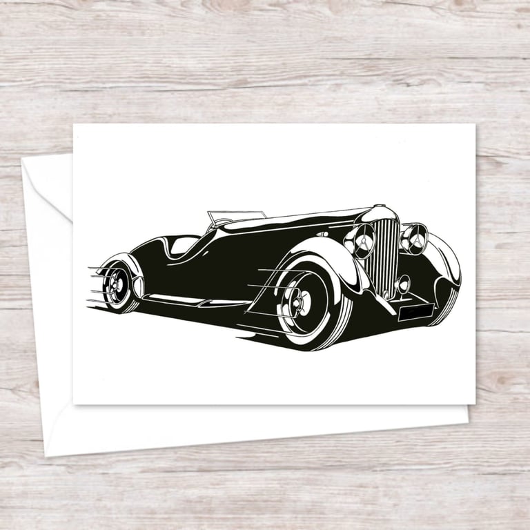 Lagonda Car Greeting Card: Original Pen and Ink Artwork (415)