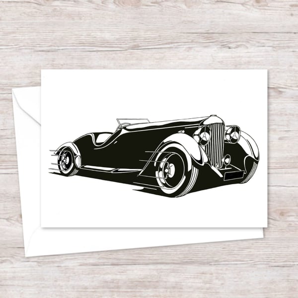 Lagonda Car Greeting Card: Original Pen and Ink Artwork (415)