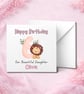 Personalised 6th Birthday Card with Cute Lion and Name, Custom Age Children