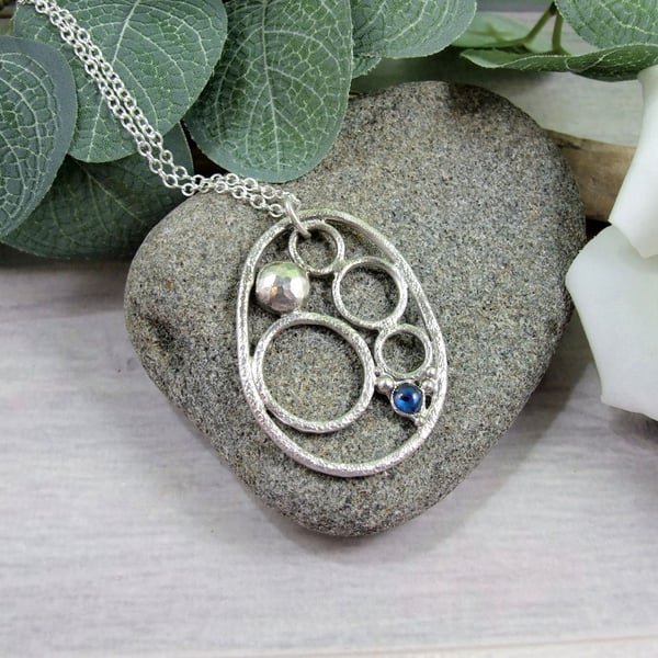 Necklace, Silver Rock Pools Pendant with Paua Shell