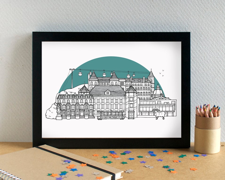 Llandudno Landmarks Skyline Art Print