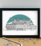 Llandudno Landmarks Skyline Art Print - Image 1