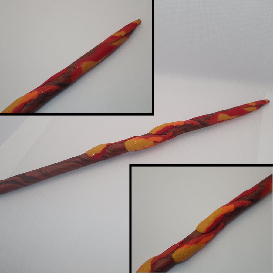 Fire wand in polymer clay