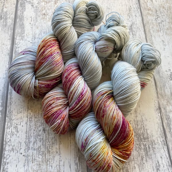 Hand dyed knitting yarn 4 ply Merino & silk 100g Winterberry
