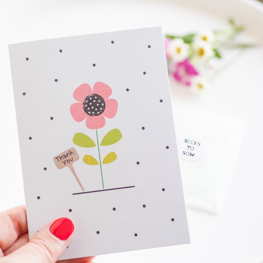 Thank You Card - Wildflower Seed Card - Handmade Card - Floral Card