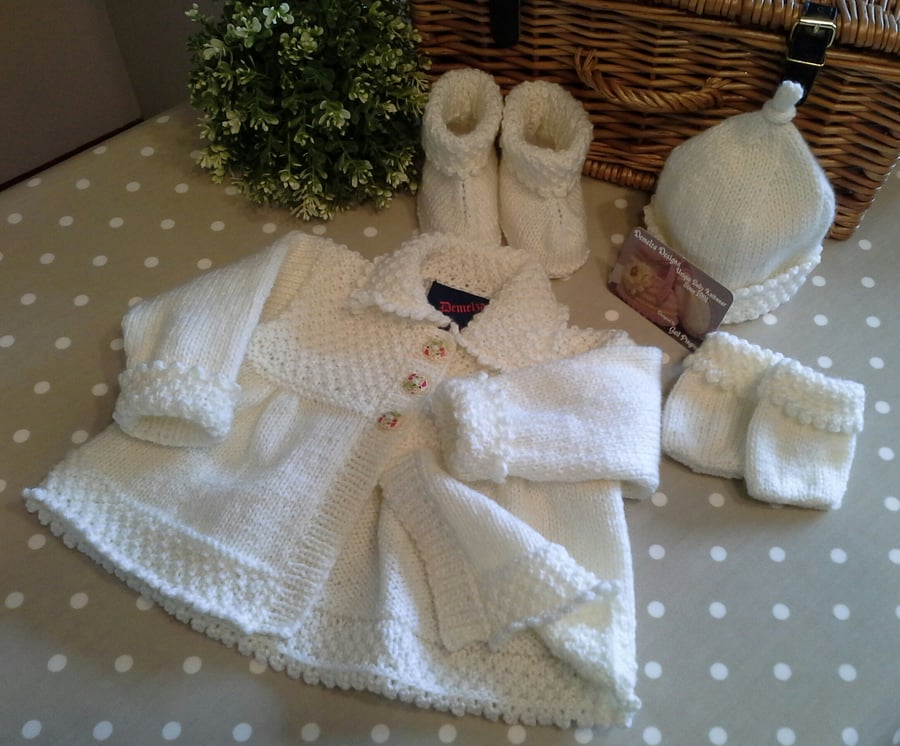 Baby Girl's Layette set with 20% Marino Wool  0-6 months size
