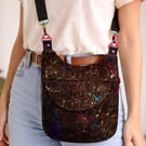 The Zuri Crossbody Bag in Black Sparkle Cork