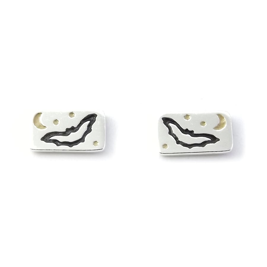 Bat Stud Earrings, Silver Wildlife Jewellery, Halloween gift