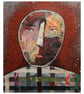 Large Expressive Portrait Painting Earthy Raw Abstract Outsider Art Face Artwork