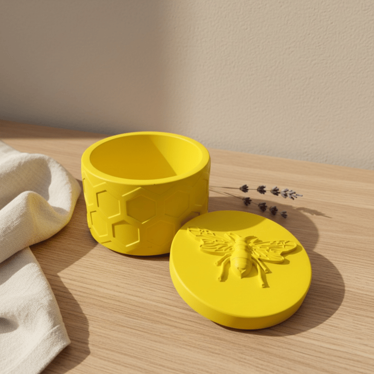 Yellow Bee Design Jewellery Box with Honeycomb Pattern