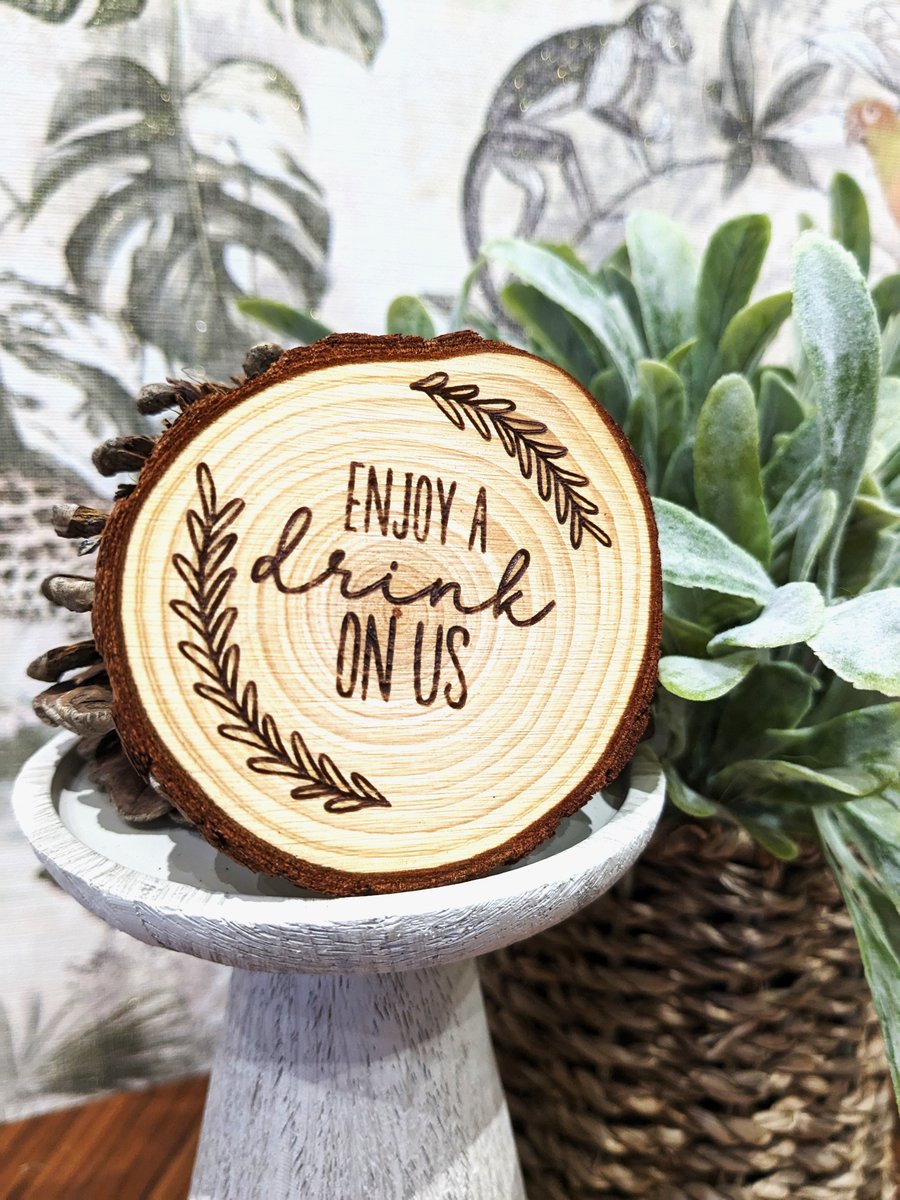 Wooden rustic coaster for drinks
