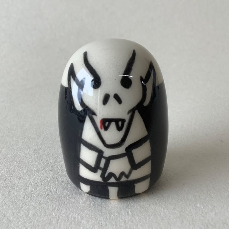Small Wheel Thrown and Hand-Painted Ceramic Nosferatu Vampire (4.5cm x 3cm)