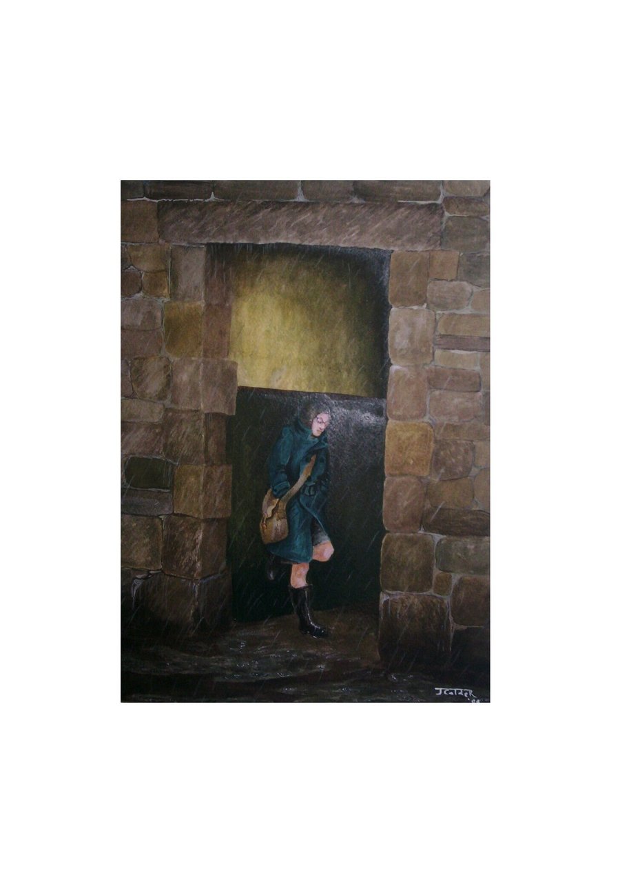 up a close oot the rain Scottish Print