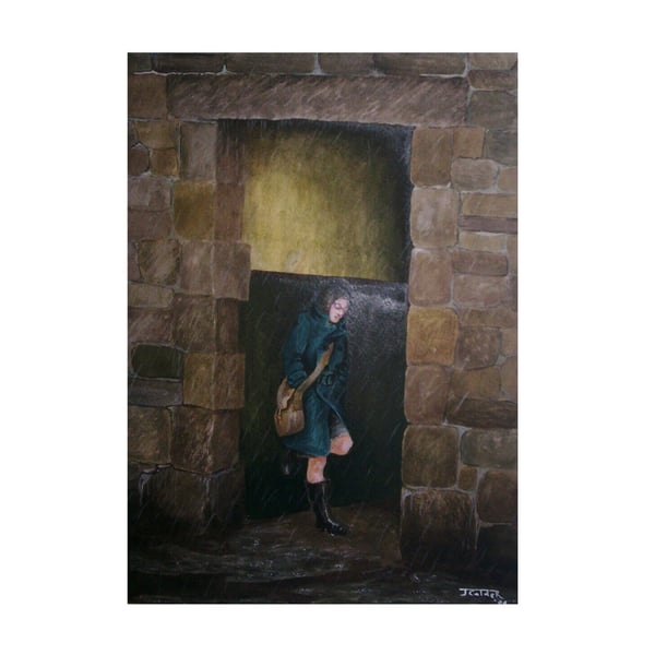 up a close oot the rain Scottish Print