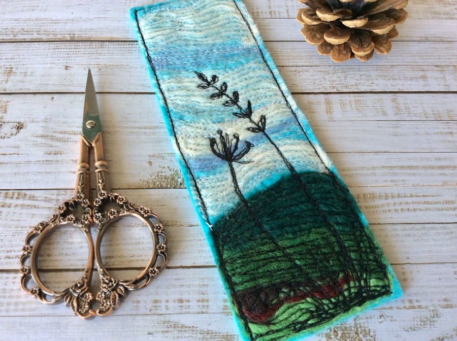 Summer hedgerow silhouette bookmark. 