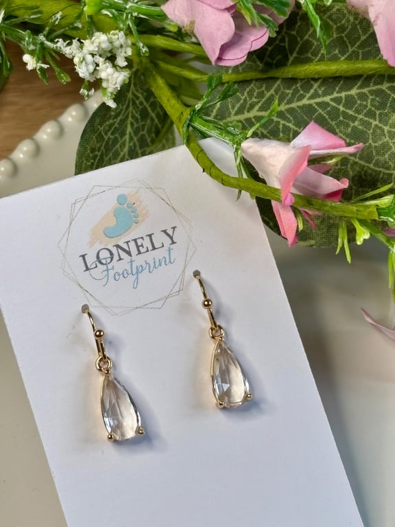 Clear Crystal Earrings, Pendant Earrings, Handmade Jewellery 