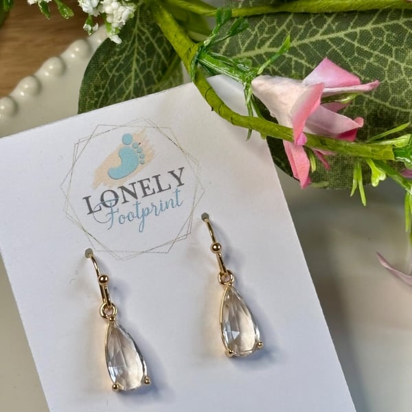 Clear Crystal Earrings, Pendant Earrings, Handmade Jewellery 