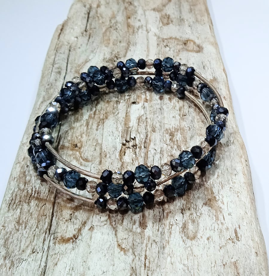 Crystal Bead Wrap Bracelet - UK Free Post