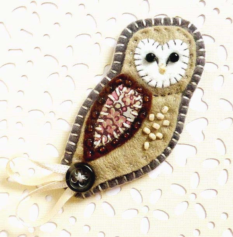 Felt Brown Owl Brooch