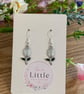 White Tulip Dangle Earrings, Enamel Floral Charms, Handmade Jewellery