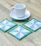 Set of Four Winter frost and snowflake glittery coasters  - Image 1