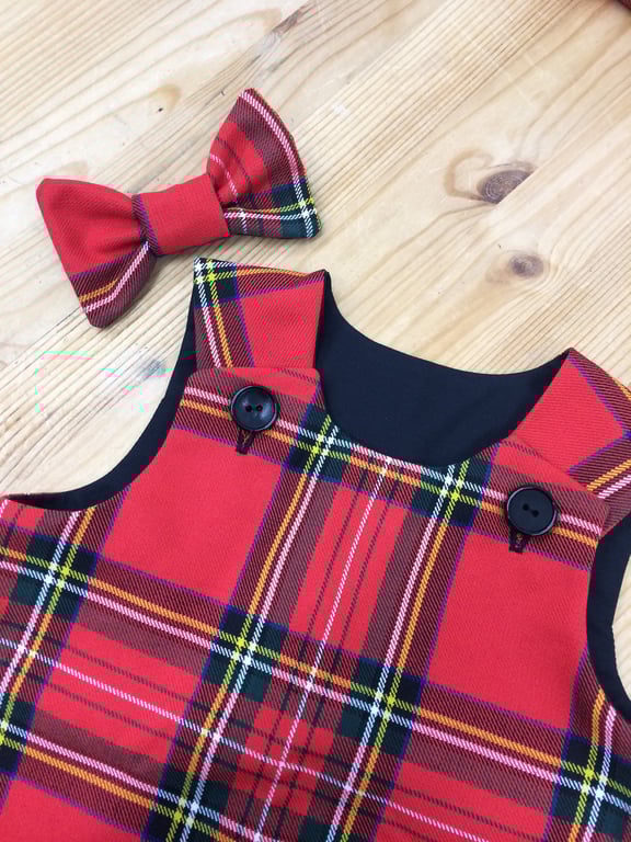 Royal Stewart Tartan Pinafore Dress and Hair Bow