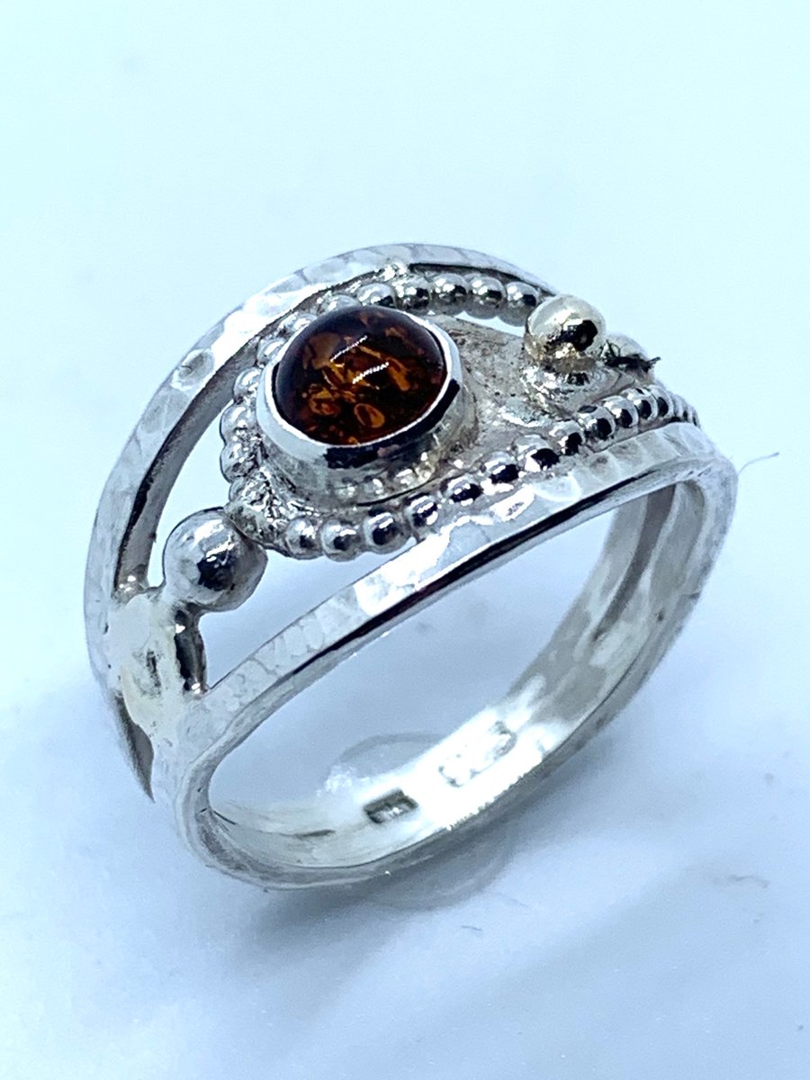 ‘Autumn Gold’ Ring in Amber, Gold and Silver, ‘Shades of Autumn’ 100% Handmade