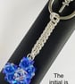 Crystal Clear AB and Blue Heart Handbag Charm, with a Chainmaille Chain, Keyring - Image 3