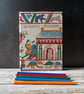 Bayeux Tapestry Handstitched A5 1950s Fabric Journal Sketchbook Harold at Bosham
