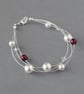 White & Burgundy Floating Pearl Jewellery Set - Necklace, Bracelet and Earrings - Image 3