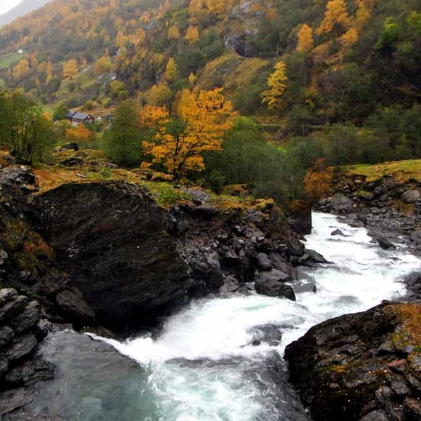 Waterfall Flamsdalen Valley Flam Norway Photograph Print