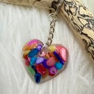 Multicoloured stone chip keyring or bag charm 
