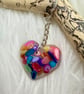 Multicoloured stone chip keyring or bag charm 