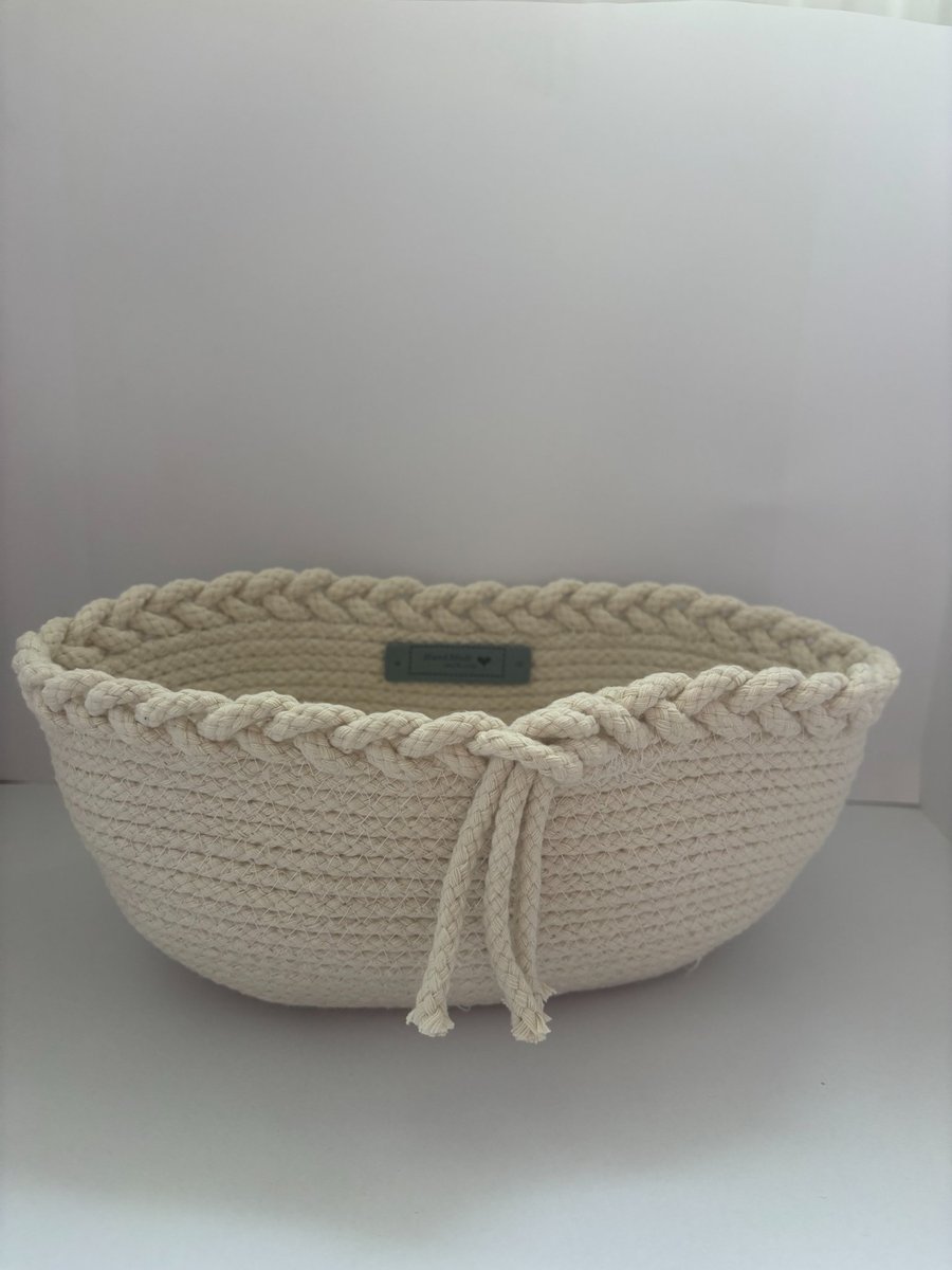 Handmade Rope Basket – Cream Woven Storage Basket