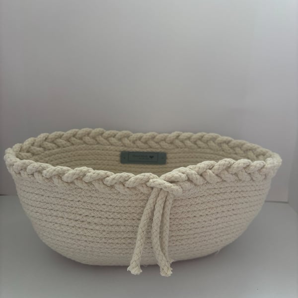 Handmade Rope Basket – Cream Woven Storage Basket